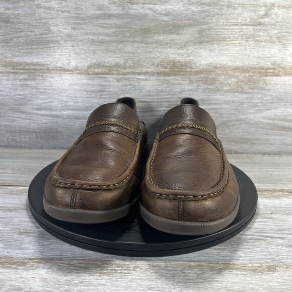 OluKai Men’s Malana Country Brown Leather Slip On Loafers Size 12 - Picture 2 of 9